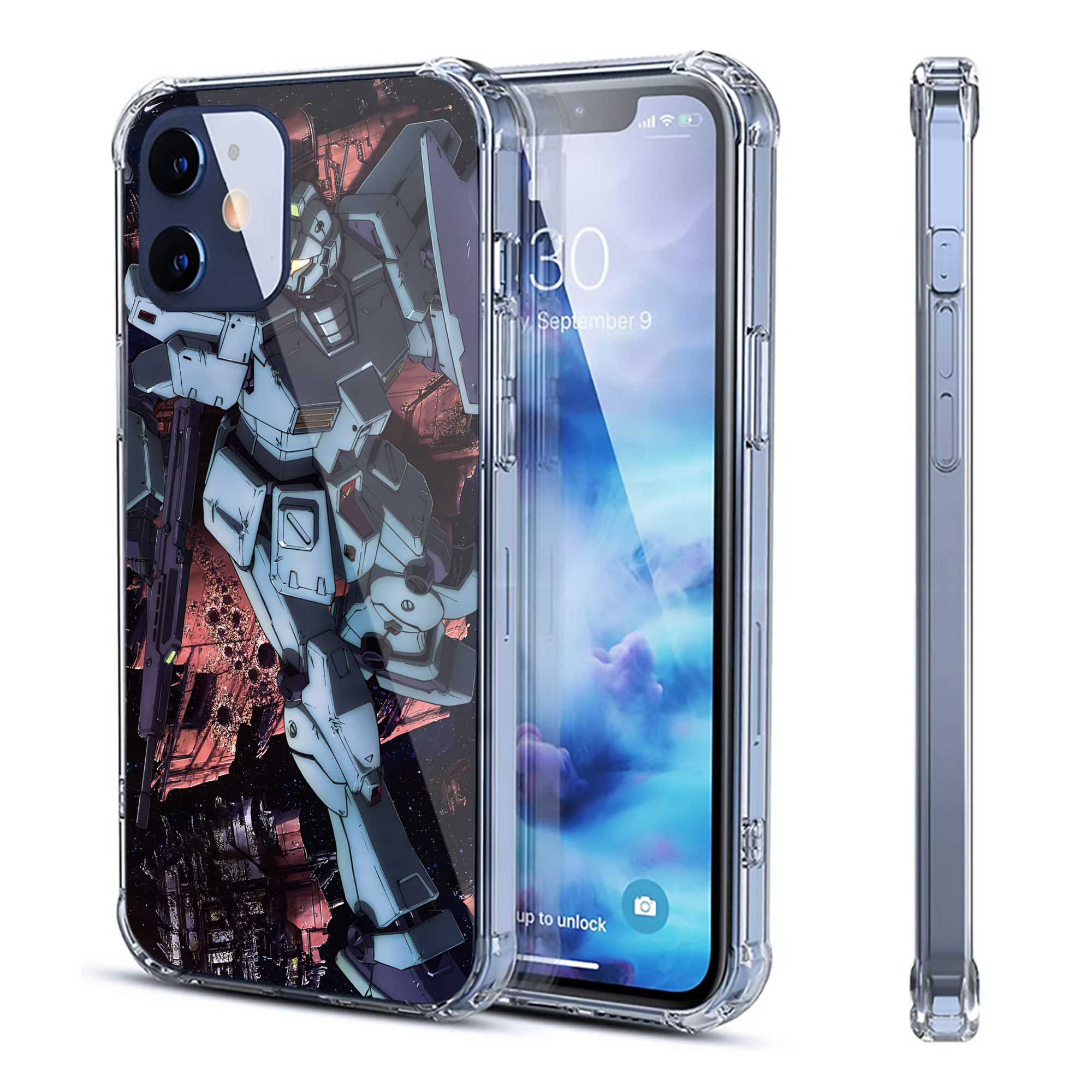 （画像用） 機動戦士ガンダム Mobile Suit Gundam 【iPhone 12シリーズ対応】透明スマホケース（クリアソフトケース）